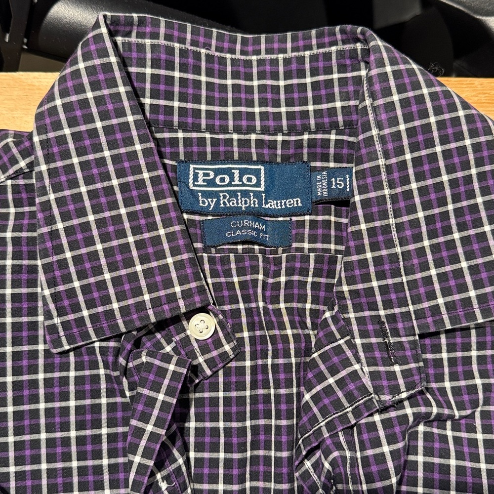 Polo by Ralph Lauren Men's Navy and White Plaid Shirt